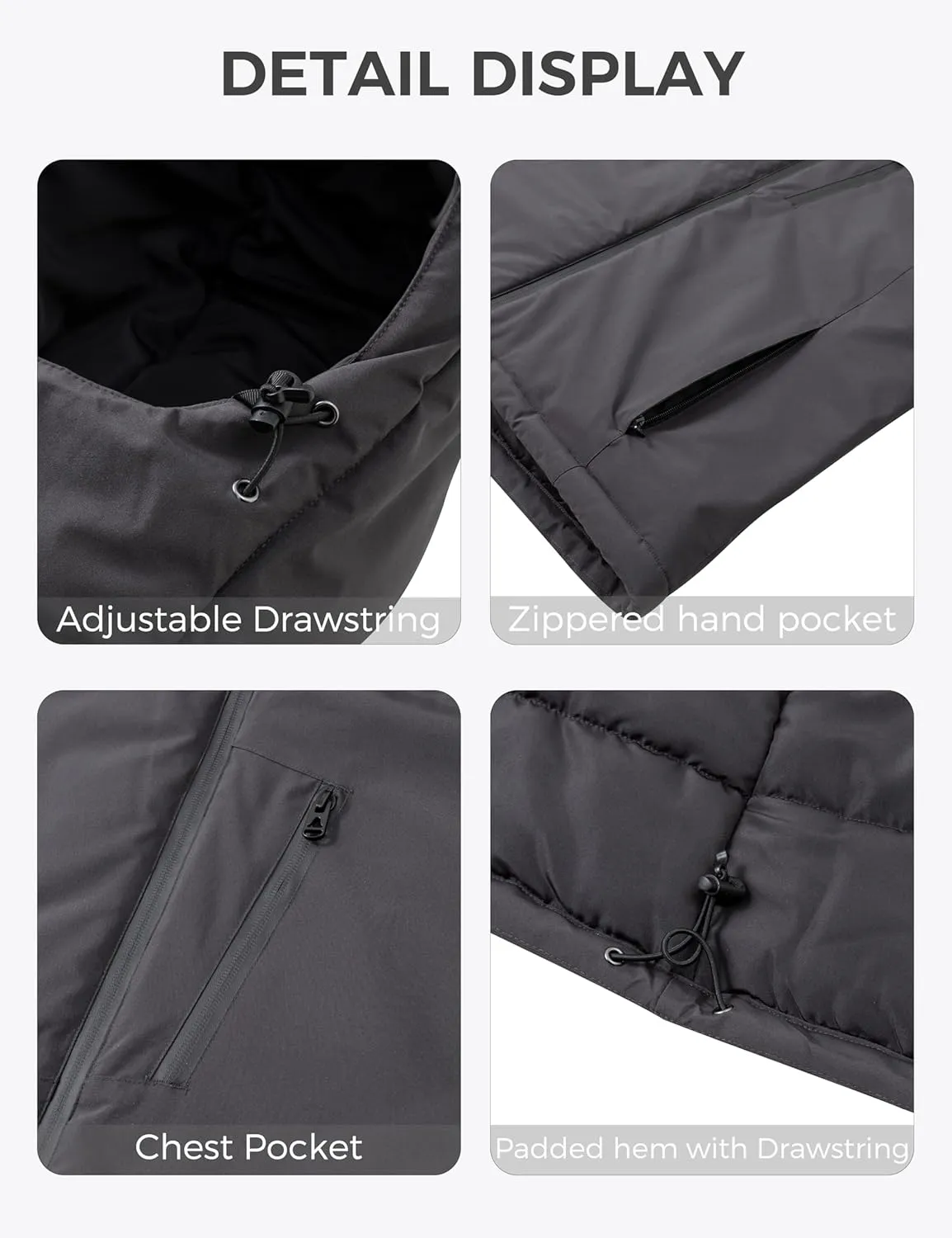 wantdo Men's Mountain Waterproof Ski Jacket Windproof Rain Jacket Winter Warm Snow Coat