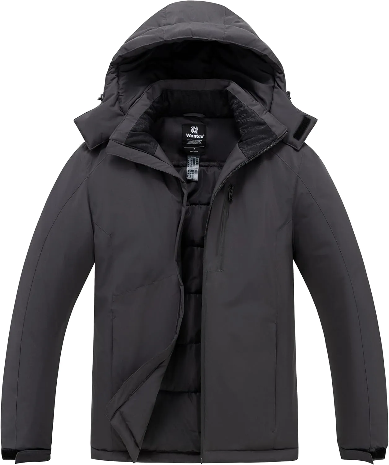 wantdo Men's Mountain Waterproof Ski Jacket Windproof Rain Jacket Winter Warm Snow Coat