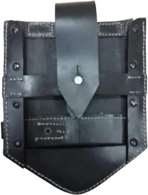 warreplica German Foldable Shovel Cover in Black Color Leather - Reproduction