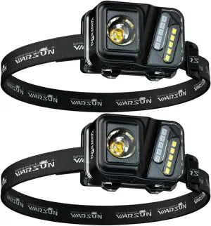 WARSUN Small Headlamp, LED Headlamp with Motion Sensor, Lightweight Headlamp, Work Light, 8 Modes, for Night Running, Fishing, Cycling, Camping (2)
