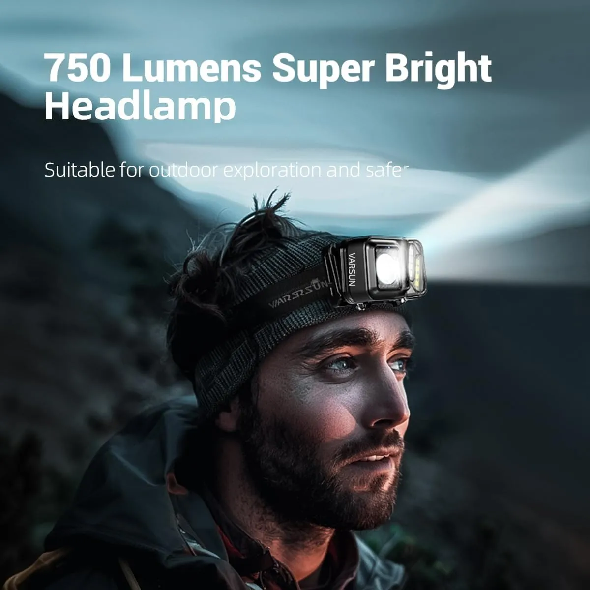 WARSUN Small Headlamp, LED Headlamp with Motion Sensor, Lightweight Headlamp, Work Light, 8 Modes, for Night Running, Fishing, Cycling, Camping (2)