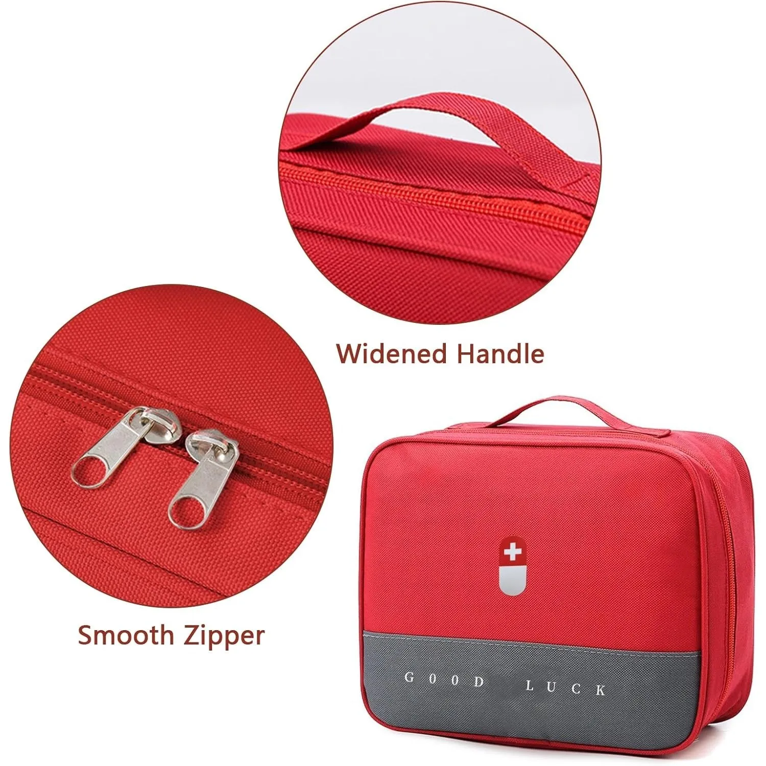 Wesoke First Aid Kit Bag Red, Empty Medical Storage Bag Survival Medical Kit, Portable Large Emergency Medical Supplies Pouch Bag for Home Outdoor Camping Hiking Travel