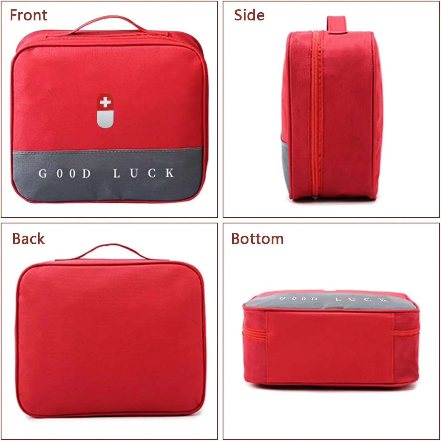 Wesoke First Aid Kit Bag Red, Empty Medical Storage Bag Survival Medical Kit, Portable Large Emergency Medical Supplies Pouch Bag for Home Outdoor Camping Hiking Travel