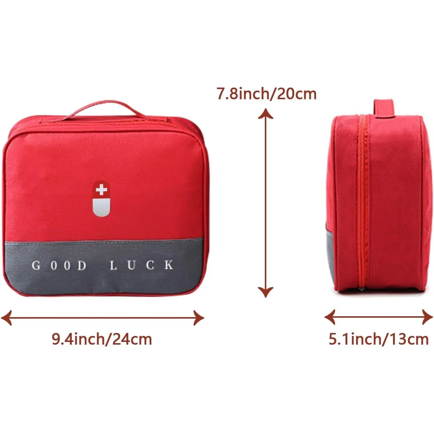 Wesoke First Aid Kit Bag Red, Empty Medical Storage Bag Survival Medical Kit, Portable Large Emergency Medical Supplies Pouch Bag for Home Outdoor Camping Hiking Travel