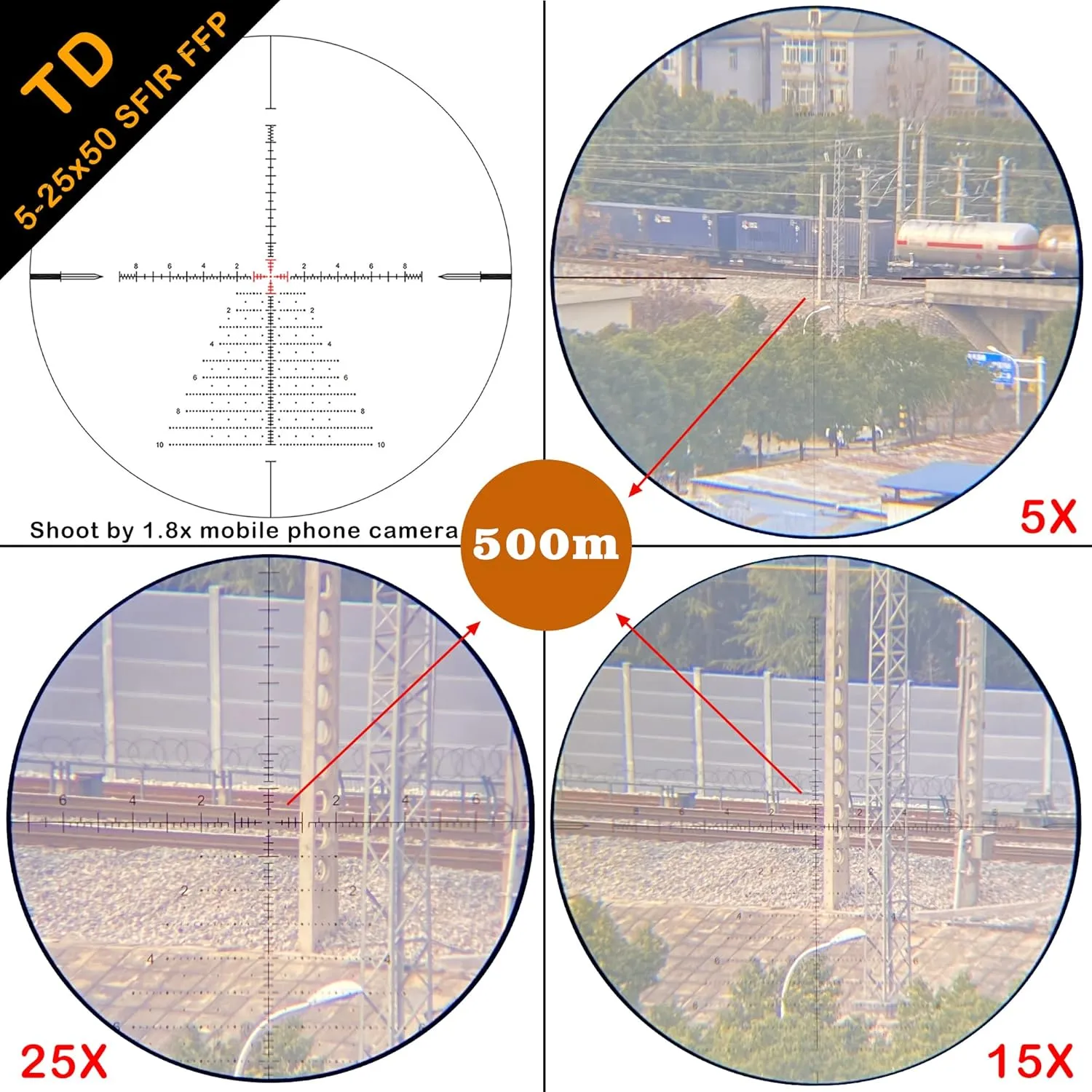 WestHunter Optics TD 5-25x50 SFIR FFP Long Range Precision Riflescope, Red Illumination First Focal Plane 30 mm Tactical 1/10 MIL Competition Shooting Scope