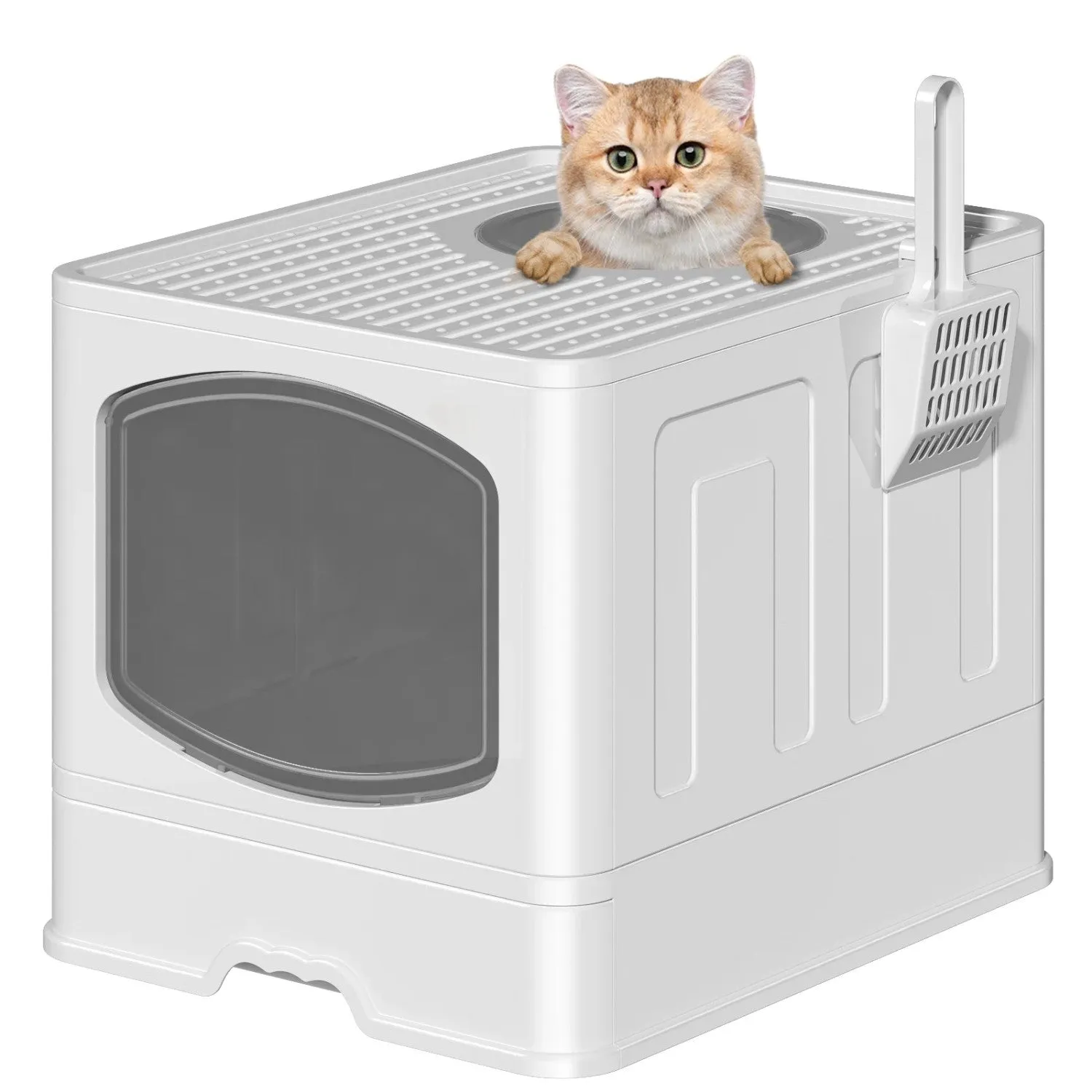 white cat Top selection LunaLulinlk litter scoop, litter with Dedicated support foldable box Extra-large