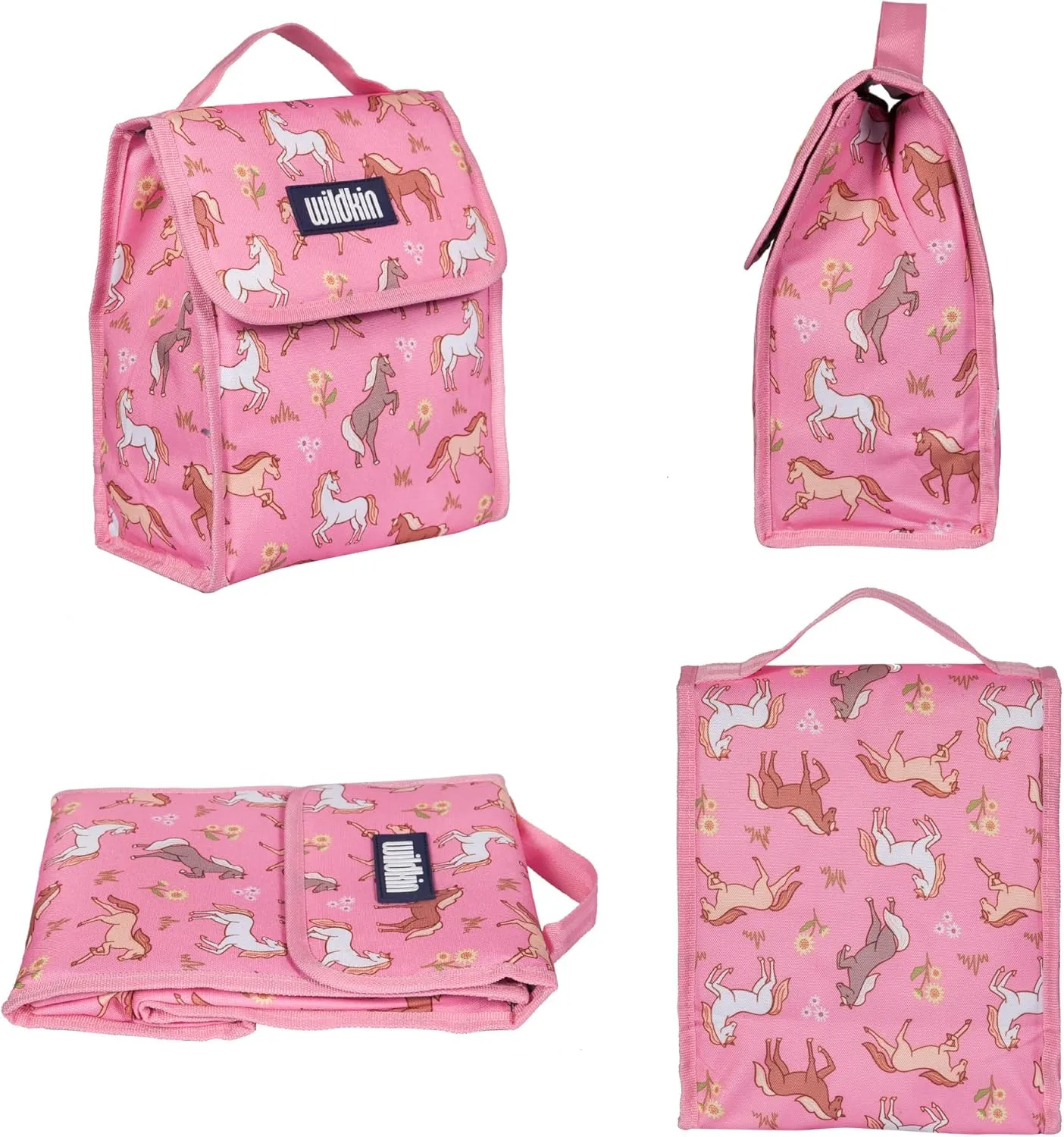 Wildkin Kids Insulated Lunch Bag – Reusable, Ideal for Hot/Cold Snacks, School & Travel - Wild Horses