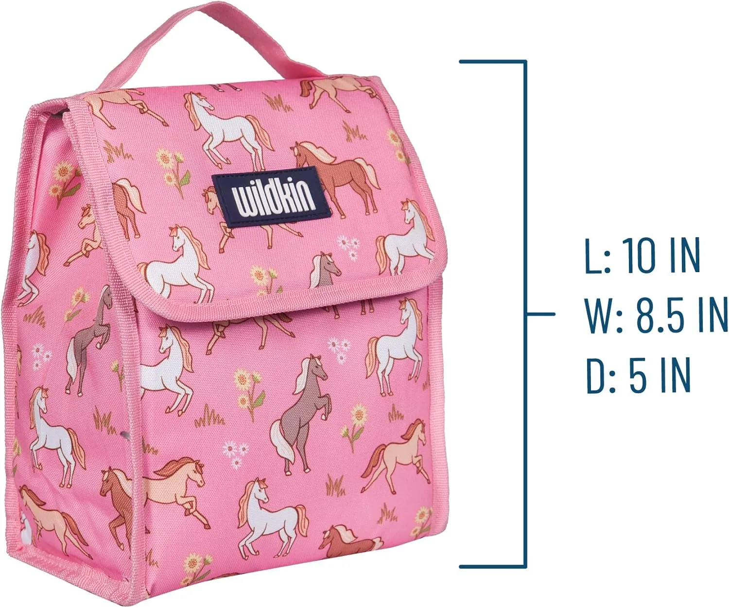 Wildkin Kids Insulated Lunch Bag – Reusable, Ideal for Hot/Cold Snacks, School & Travel - Wild Horses