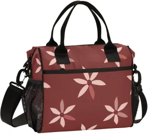 Windmill Flower Danish Darkred Holiday Women Lunch Bag with Shoulder Strap Large Lunch Bags for Women Large Tote Bag for Travel Size S lonchera para comida mujer