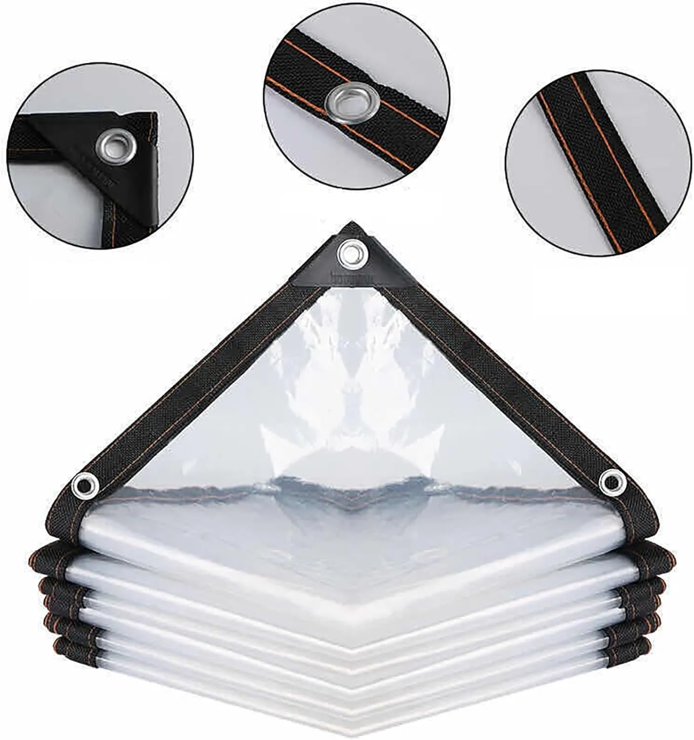Windproof Clear Plastic Tarps,Outdoor Greenhouse Tarp, Rainproof, Yard Covering,Clear-Waterproof-Tarps-Outdoor(10x10 ft(3x3m))