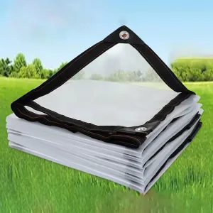Windproof Clear Plastic Tarps,Outdoor Greenhouse Tarp, Rainproof, Yard Covering,Clear-Waterproof-Tarps-Outdoor(10x10 ft(3x3m))