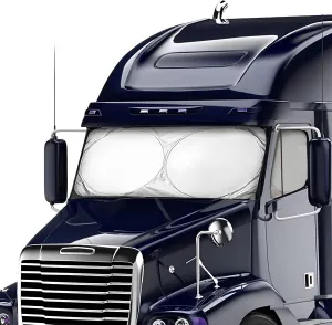 Windshield Sun Shade for Semi Truck, 240T UV Protection Sunshade for Windshield and Side Windows, Foldable Automotive Windshield Cover for Semi, Commercial, Big Rig Truck