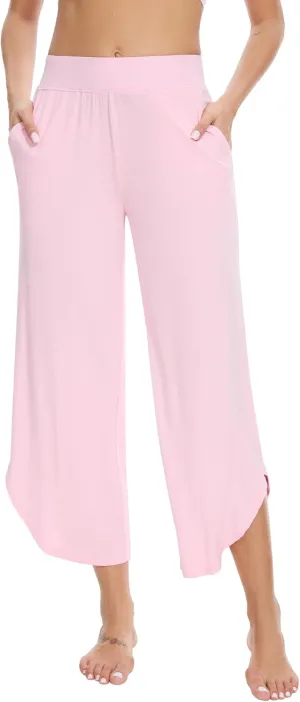 WiWi Viscose from Bamboo Pajama Bottoms Wide Leg Capri Pj Pants for Women Soft Lounge High Waist Cool Sweatpants S-XXL