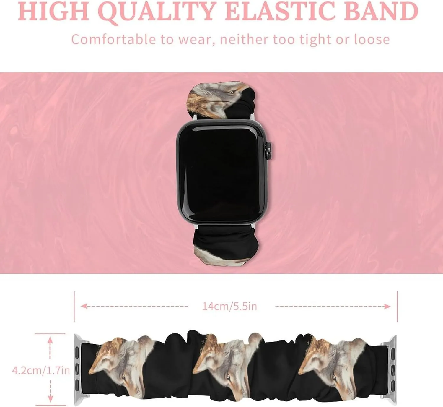 Wolf Golden Leaves Birds Fashion Watch Strap Scrunchies Wristbands Compatible With IWatch Series