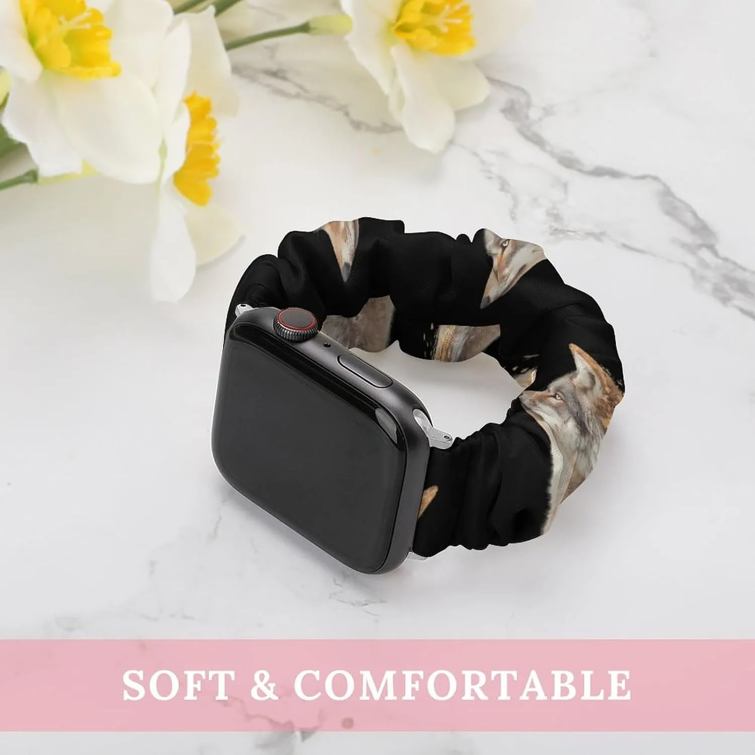 Wolf Golden Leaves Birds Fashion Watch Strap Scrunchies Wristbands Compatible With IWatch Series