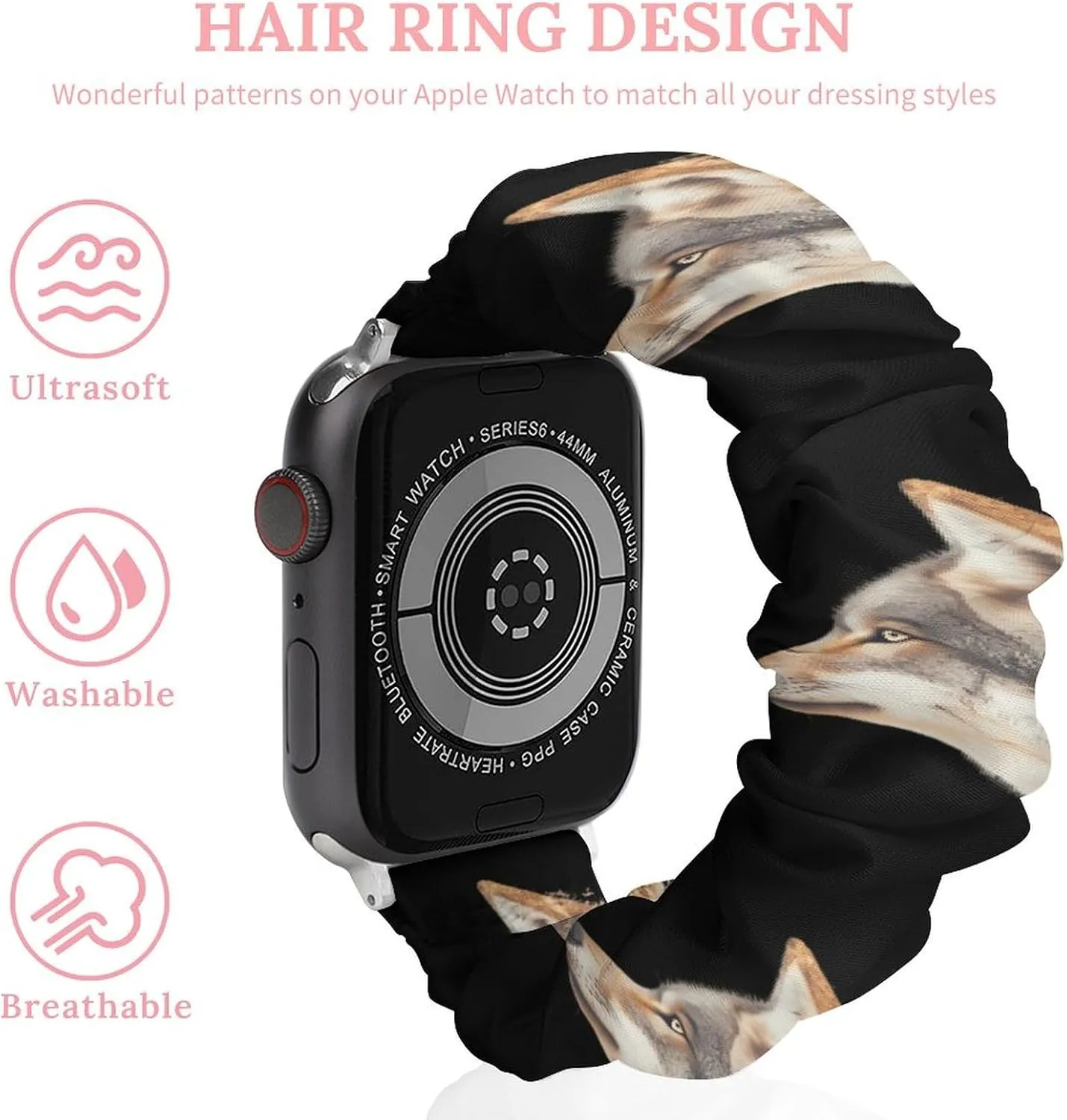 Wolf Golden Leaves Birds Fashion Watch Strap Scrunchies Wristbands Compatible With IWatch Series