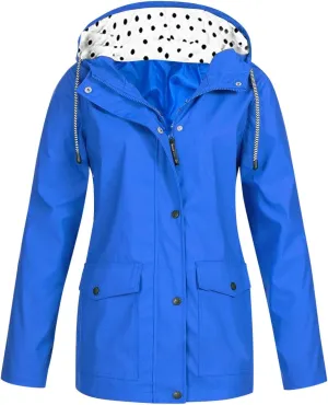 Women Waterproof Outdoor Hiking Raincoat Women Lined Rain Jacket Lightweight Hooded Jackets Trench Coats