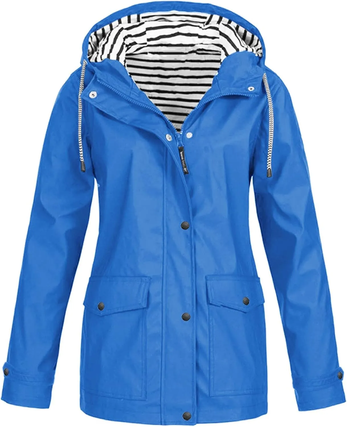 Women Waterproof Outdoor Hiking Raincoat Women Lined Rain Jacket Lightweight Hooded Jackets Trench Coats