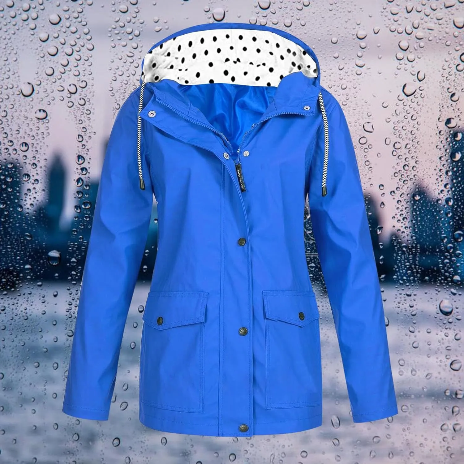 Women Waterproof Outdoor Hiking Raincoat Women Lined Rain Jacket Lightweight Hooded Jackets Trench Coats