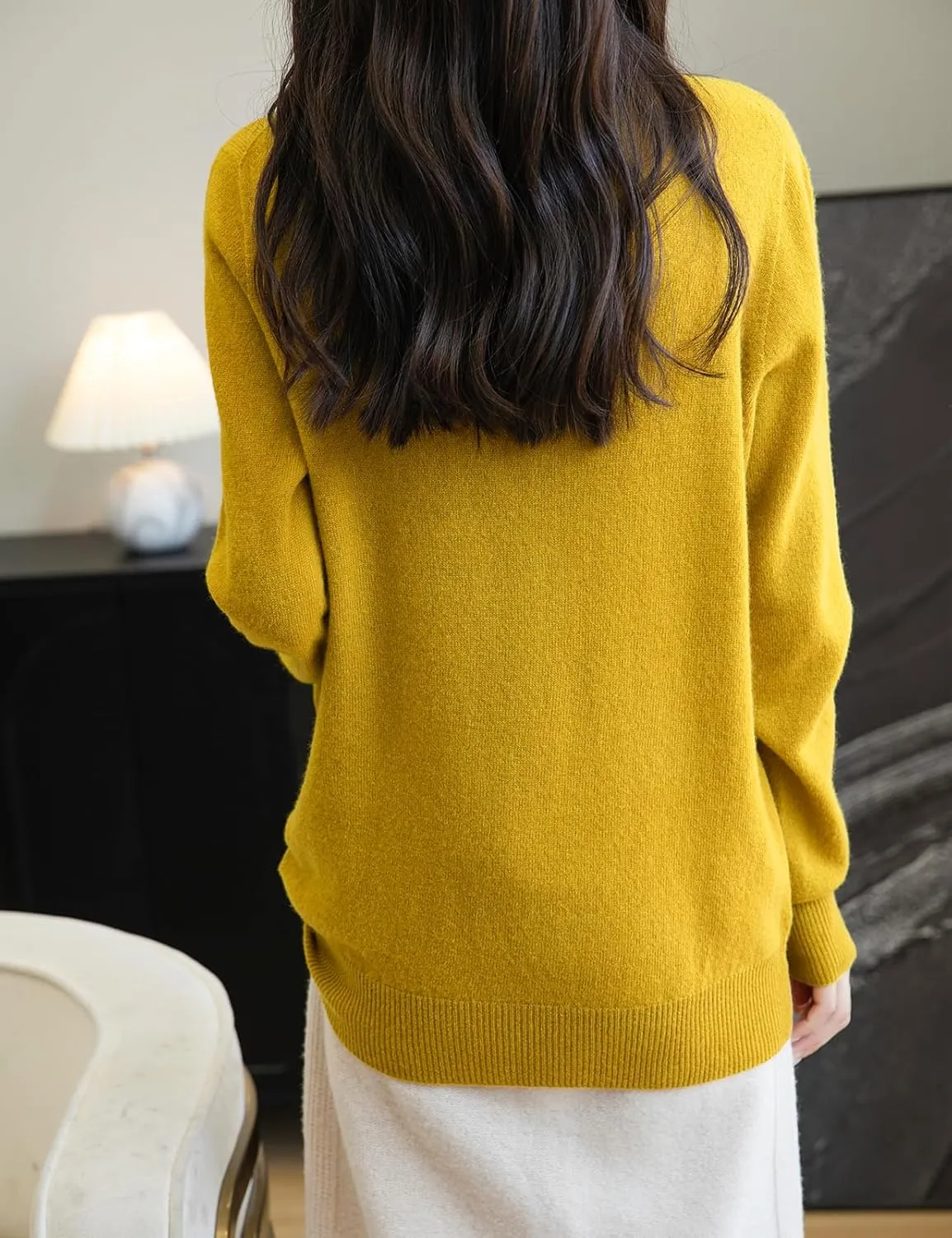 Women's 100% Merino Wool Seamless Sweater Turtleneck First-Line Ready to Wear Long Sleeve Knitted Pullover Tops