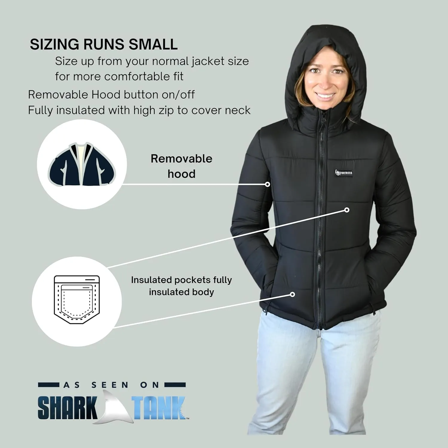 Womens Arctic Puffer Jacket (Shark Tank) Insulated Lightweight & Heavyweight Coat Jacket | -5˚F to 70˚F