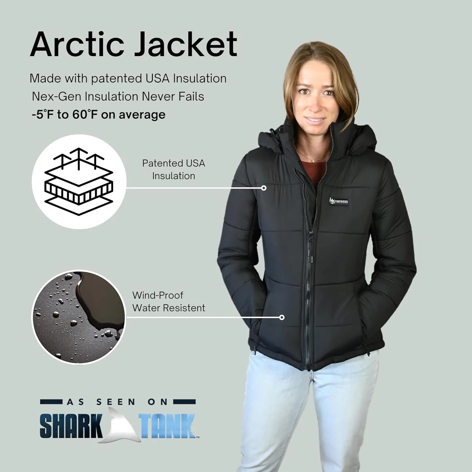 Womens Arctic Puffer Jacket (Shark Tank) Insulated Lightweight & Heavyweight Coat Jacket | -5˚F to 70˚F