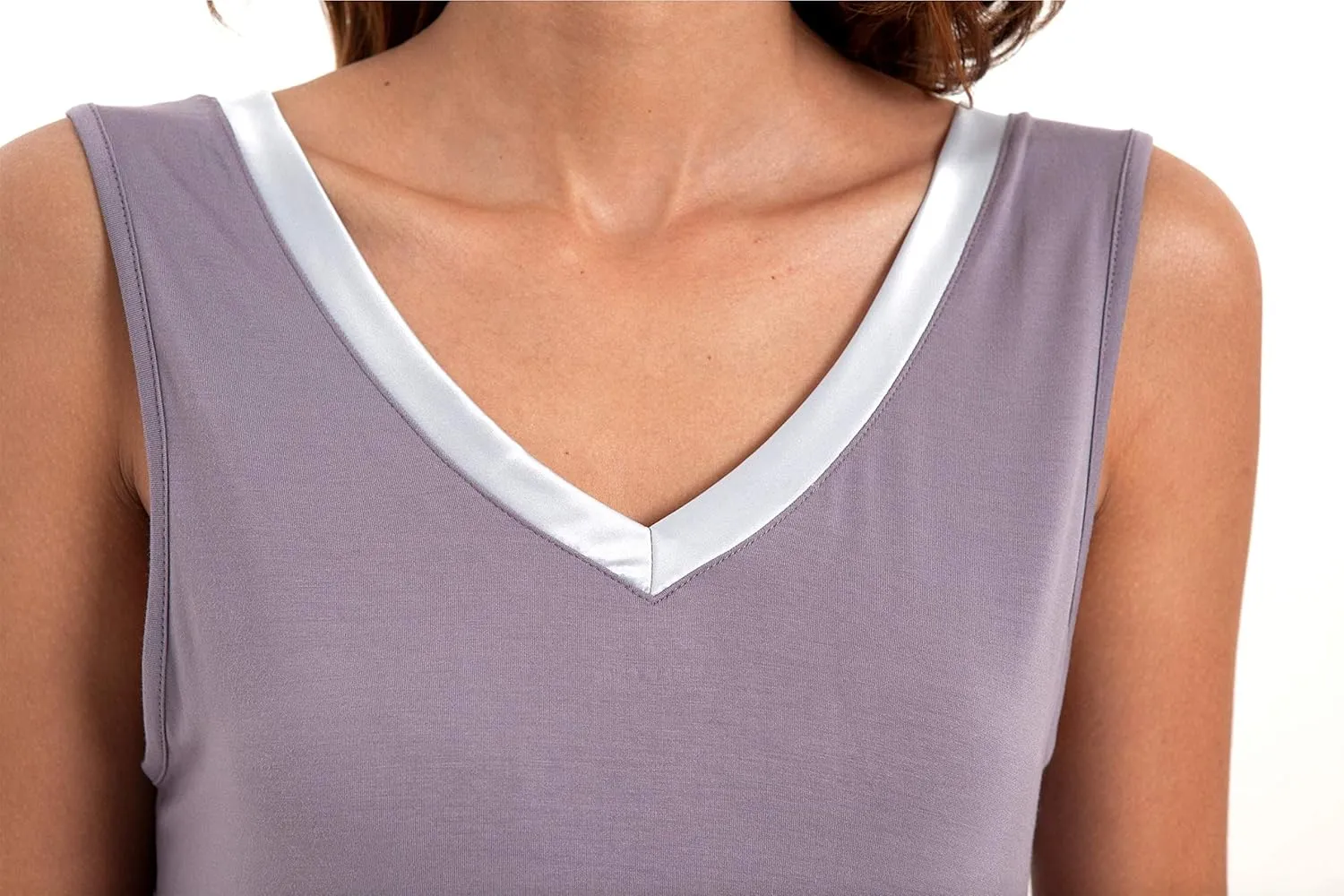 Womens Bamboo-Derived Viscose Nightgowns Soft Sleeveless V Neck Nightdress Lightweight Sleep Shirt S-4XP