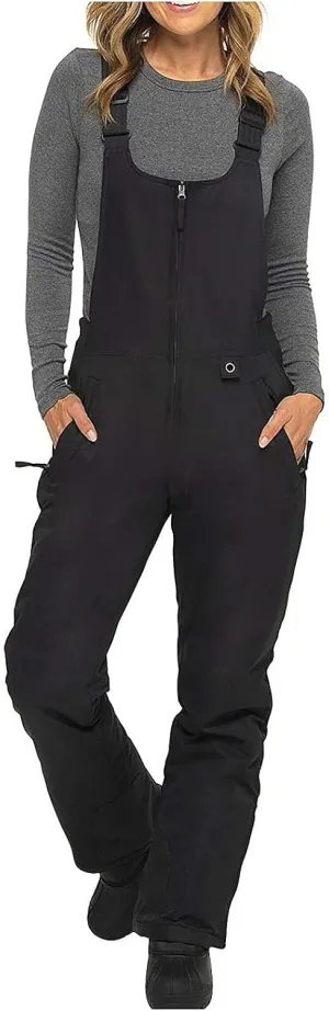 Women's Insulated Waterproof Ski Bib Overalls Snowboarding Pants Overalls Adjustable Shoulder Strap Jumpsuits