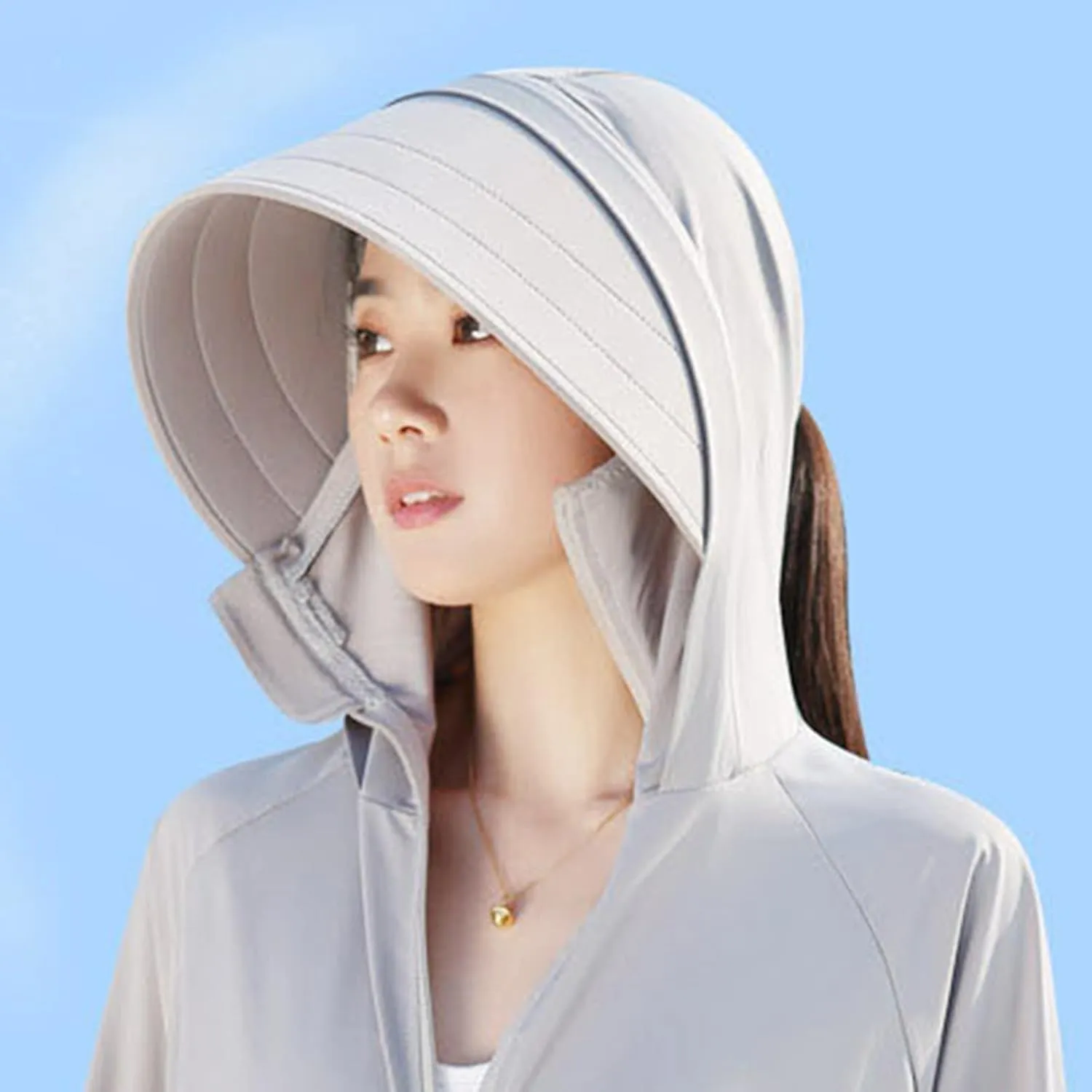 Womens SPF Uv Sun Protection Shirts Lightweight Jacket Breathable Zip Up Performance Workout Fishing T Shirts Hoodie
