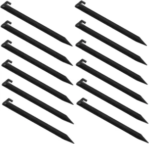 Yardwe 12 Pcs Heavy Duty Plastic Tent Stakes for Outdoor Use Durable Ground Pegs for Camping Beach Lawn and Garden Essential Accessories for Secure Tarp and Canopy Installation