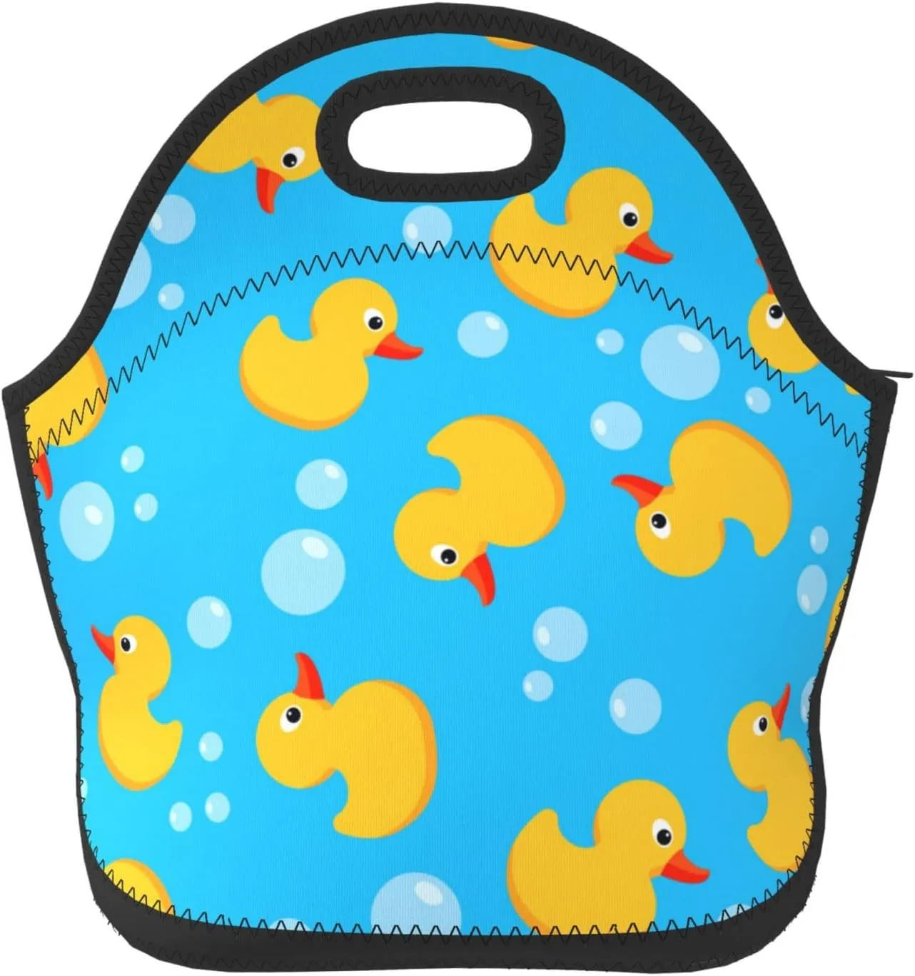 yellow rubber duck and bath soap bubbles blue Insulated Lunch box Food Bag Neoprene Handbag lunchbox Cooler warm Pouch Tote bag