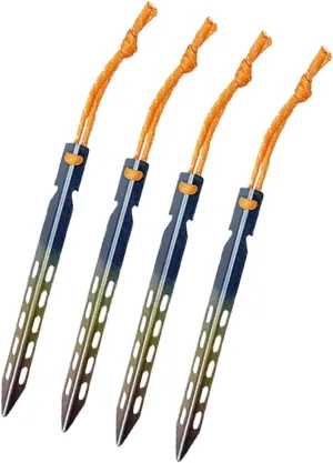 Yiju 4 Pieces Metal Stakes for Ground Tent Pegs Unbreakable Aluminum Alloy Ground Pegs Camping Tent Nails for Desert Canopy Tarp