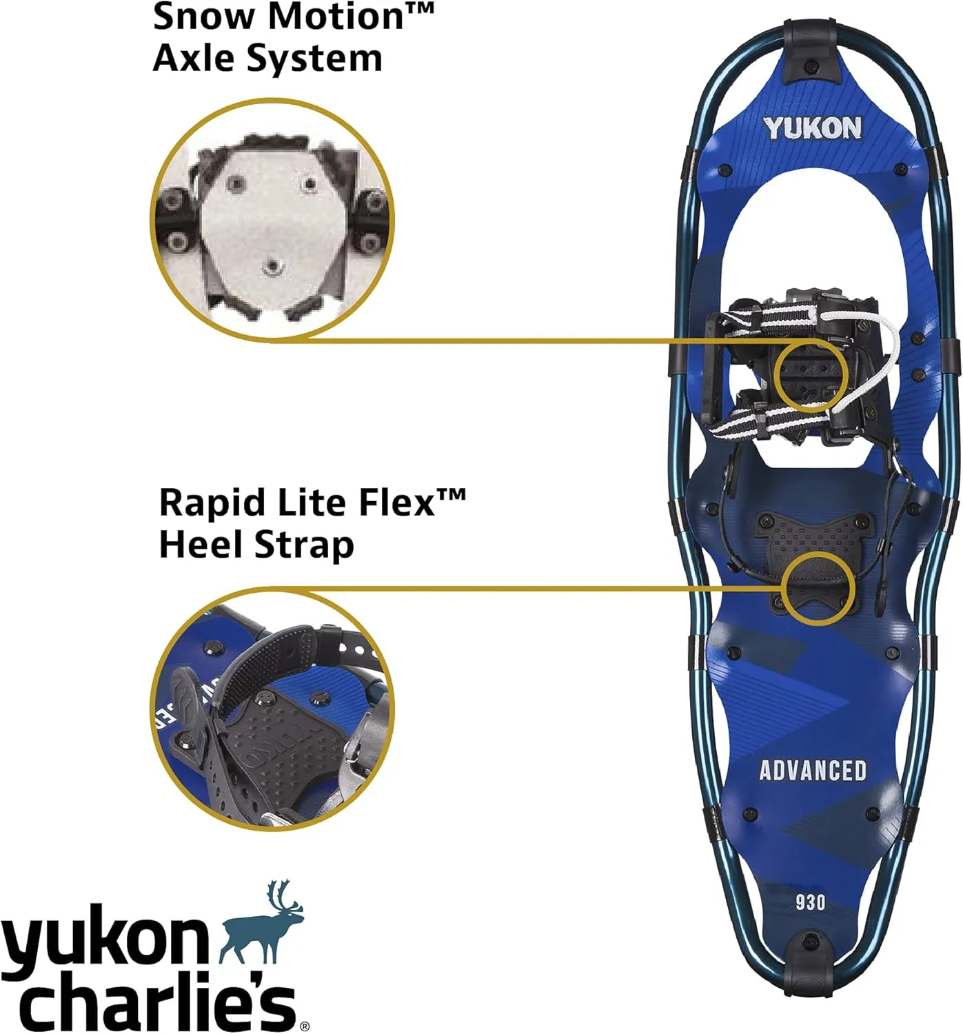 Yukon Charlie's Advanced Snowshoe Kit, Includes Snowshoes, Trekking Poles and Travel Bag