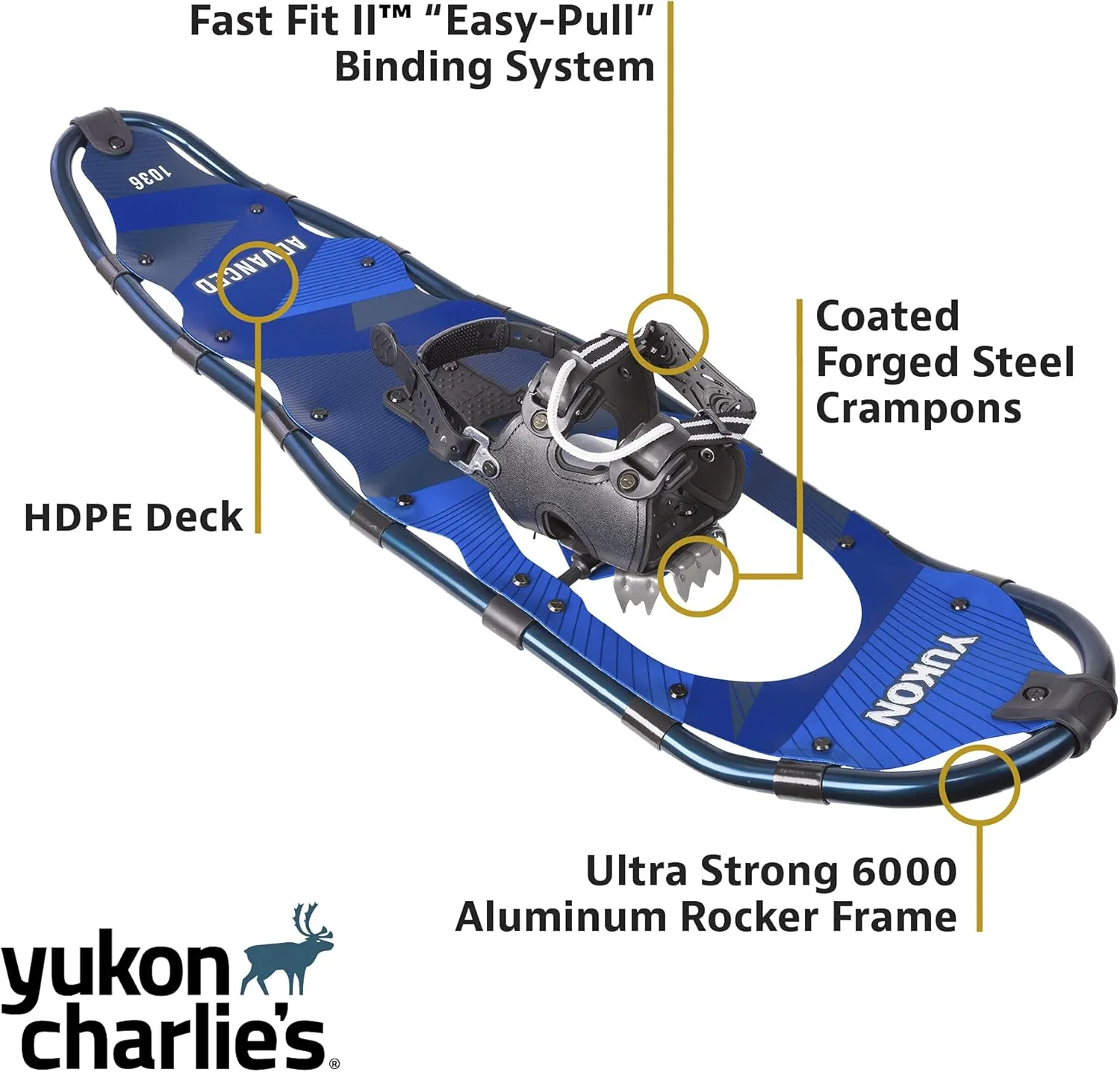 Yukon Charlie's Advanced Snowshoe Kit, Includes Snowshoes, Trekking Poles and Travel Bag