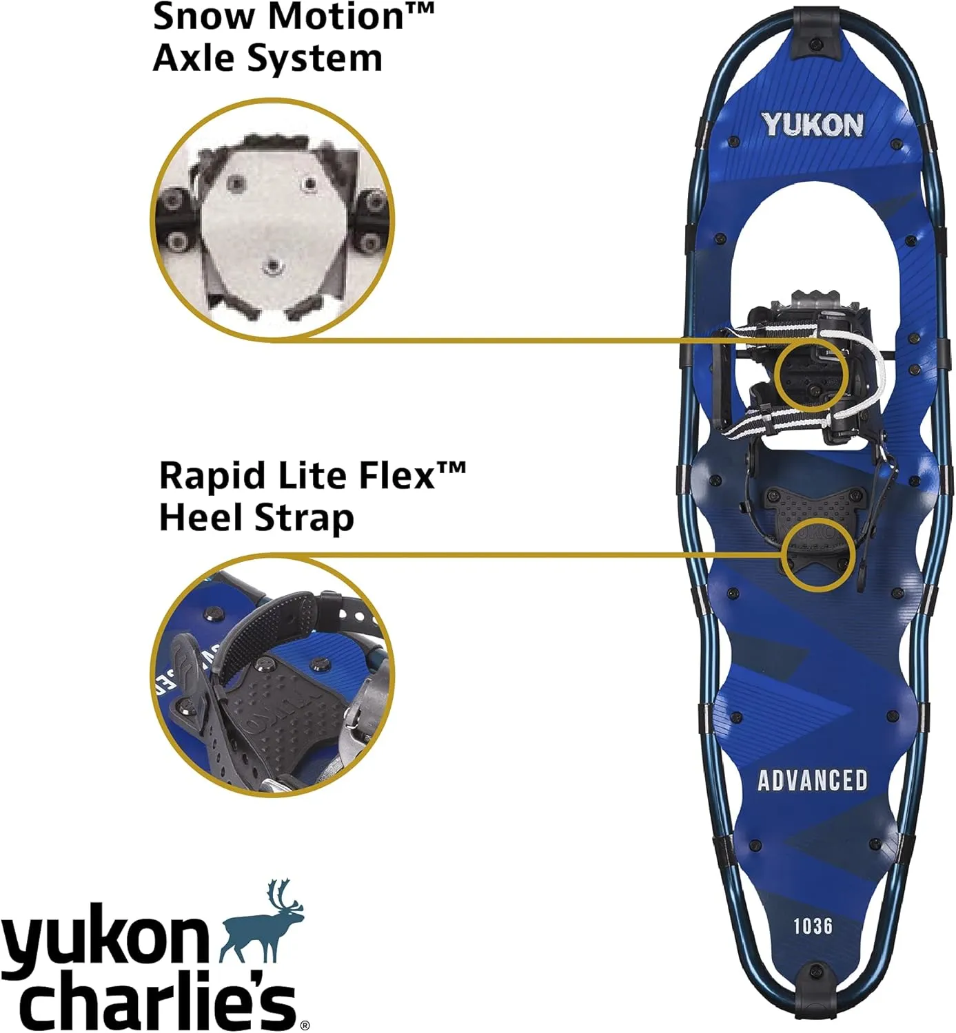 Yukon Charlie's Advanced Snowshoe Kit, Includes Snowshoes, Trekking Poles and Travel Bag