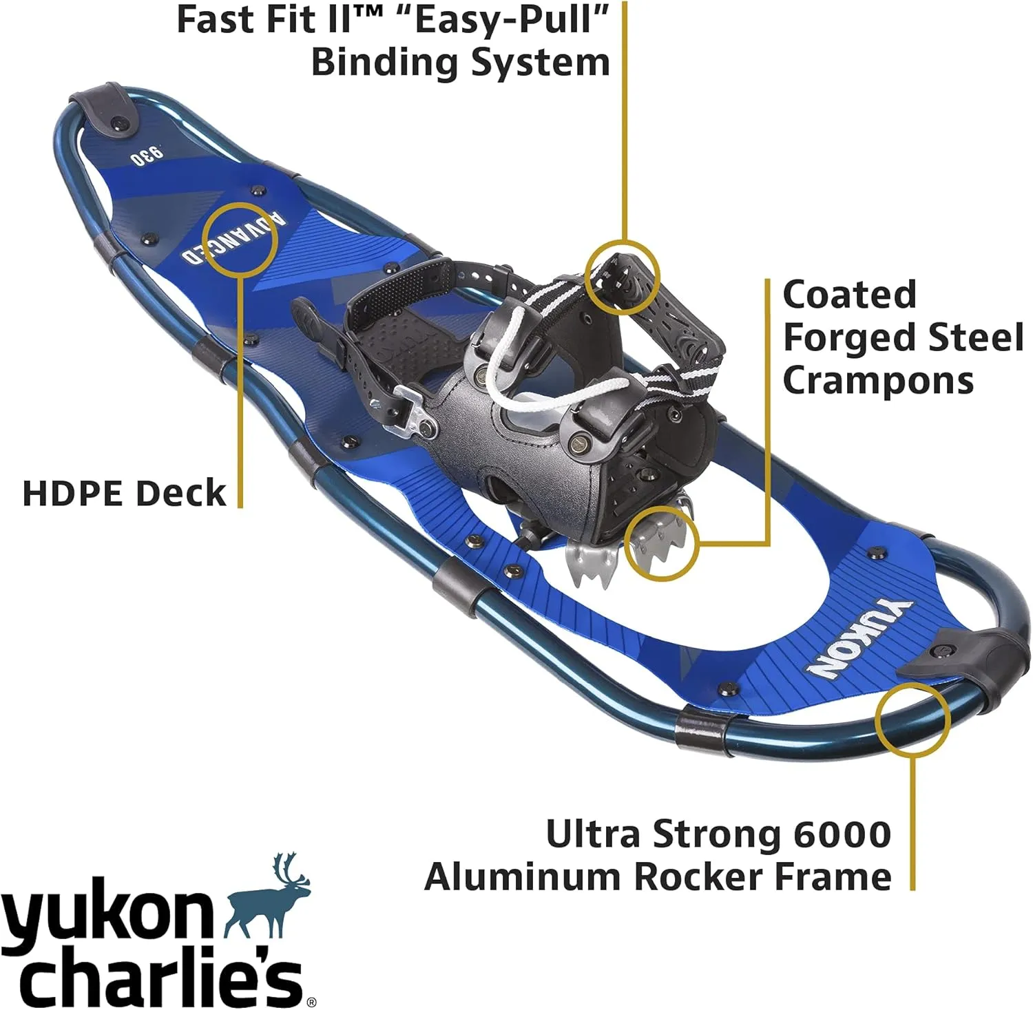 Yukon Charlie's Advanced Snowshoe Kit, Includes Snowshoes, Trekking Poles and Travel Bag