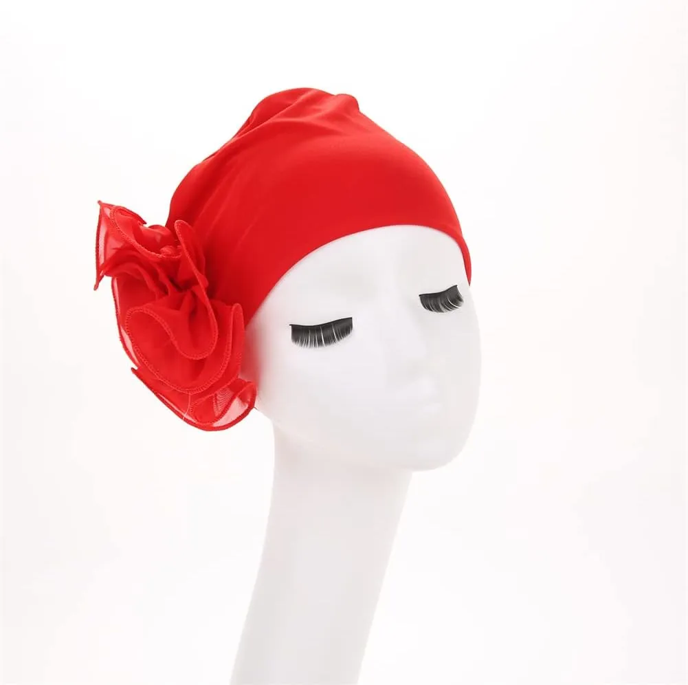 YYAOJHAO Chemo Turban Hats for Women - Elastic Flower Beanie Headwrap Caps Solid Color Grate for Cancer Hair Cover