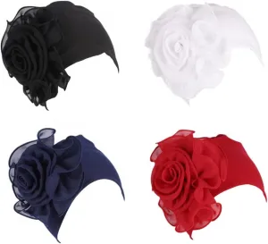 YYAOJHAO Chemo Turban Hats for Women - Elastic Flower Beanie Headwrap Caps Solid Color Grate for Cancer Hair Cover