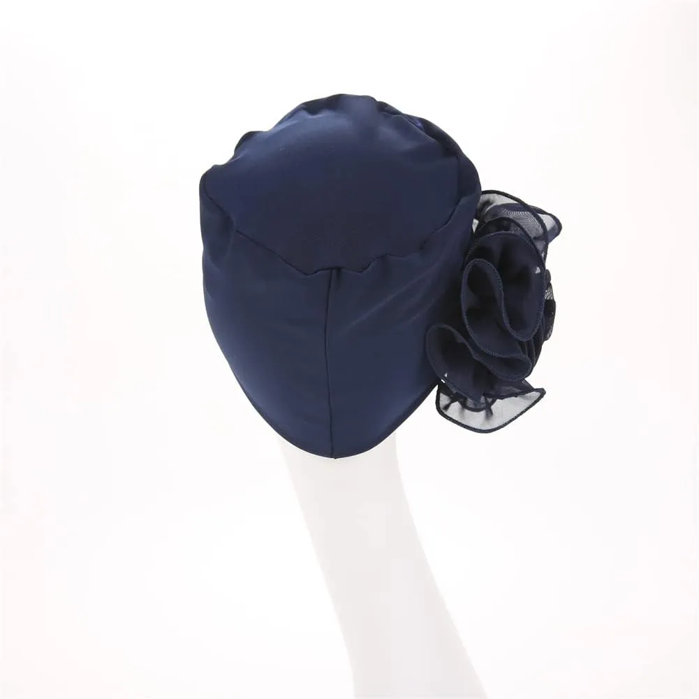 YYAOJHAO Chemo Turban Hats for Women - Elastic Flower Beanie Headwrap Caps Solid Color Grate for Cancer Hair Cover