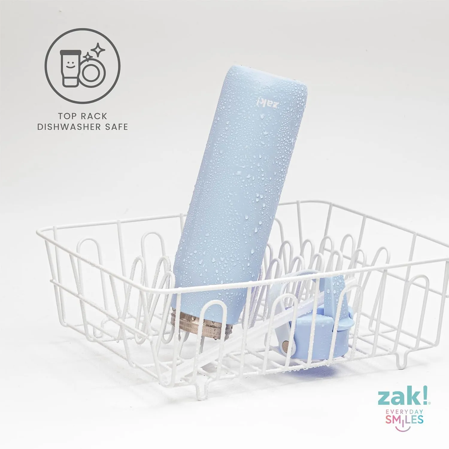 Zak Designs Harmony Water Bottle for Travel or At Home, 32oz Stainless Steel is Leak-Proof When Closed and Vacuum Insulated with Straw Lid and Carry Handle (Provence Blue)