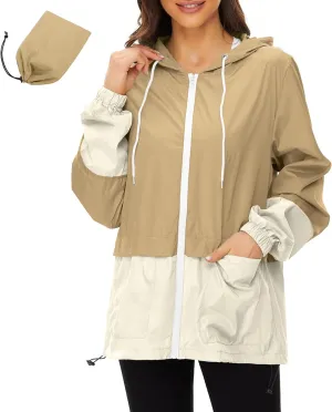 Zando Lightweight Rain Jacket Women Raincoat for Women Packable Rain Coat Windbreaker Rain Jackets Waterproof with Hood