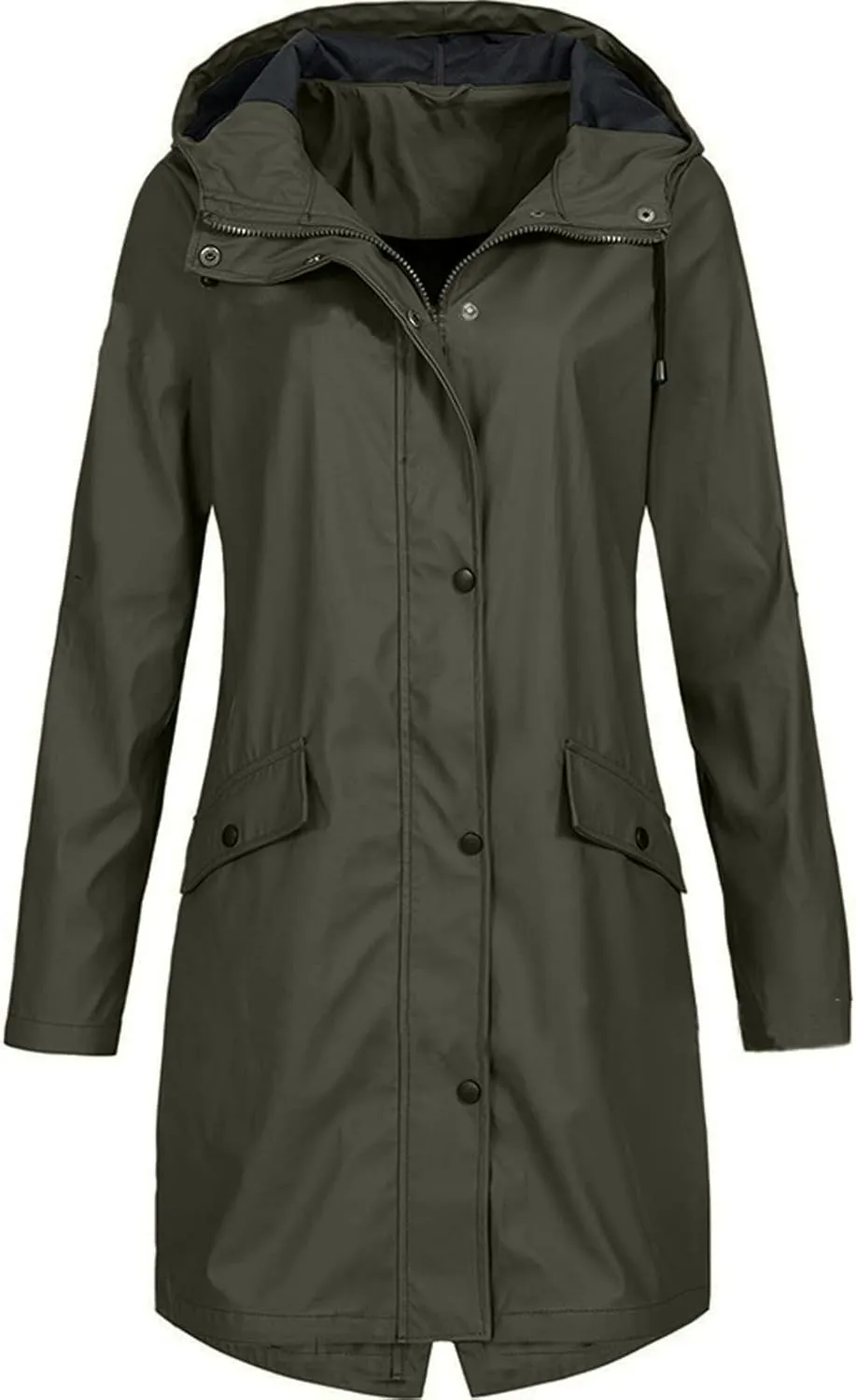 ZEFOTIM Raincoat for Women with Hood Waterproof Light Weight Casual Raincoat with Pockets Zip Up Hiking Jackets Clothes