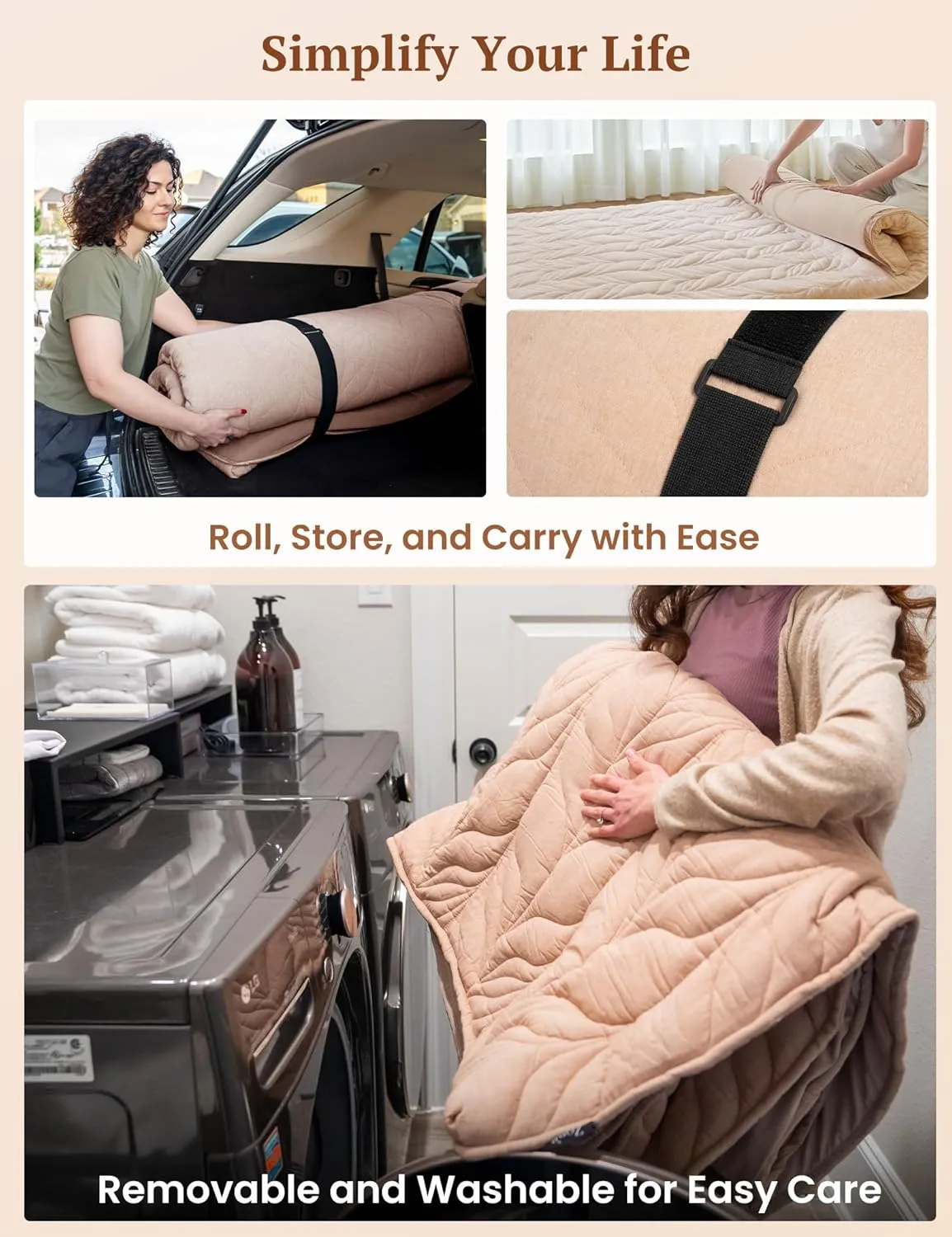 ZonLi Japanese Floor Mattress Futon Mattress Full Size, Thicken Roll Up Tatami Mat w/ 100% Cotton Washable Cover, Portable & Foldable Floor Bed Mattress for Sleeping, Dormitory, Adult Kids, Coffee
