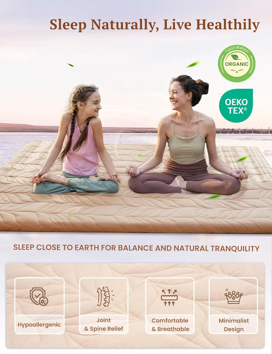 ZonLi Japanese Floor Mattress Futon Mattress Full Size, Thicken Roll Up Tatami Mat w/ 100% Cotton Washable Cover, Portable & Foldable Floor Bed Mattress for Sleeping, Dormitory, Adult Kids, Coffee